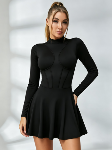 Corset-Style Long-Sleeve Tennis Dress