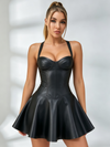 Corset-Style Faux-Leather Mini Dress
