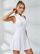 Half‑Zip Mesh‑Back Pleated Tennis Dress