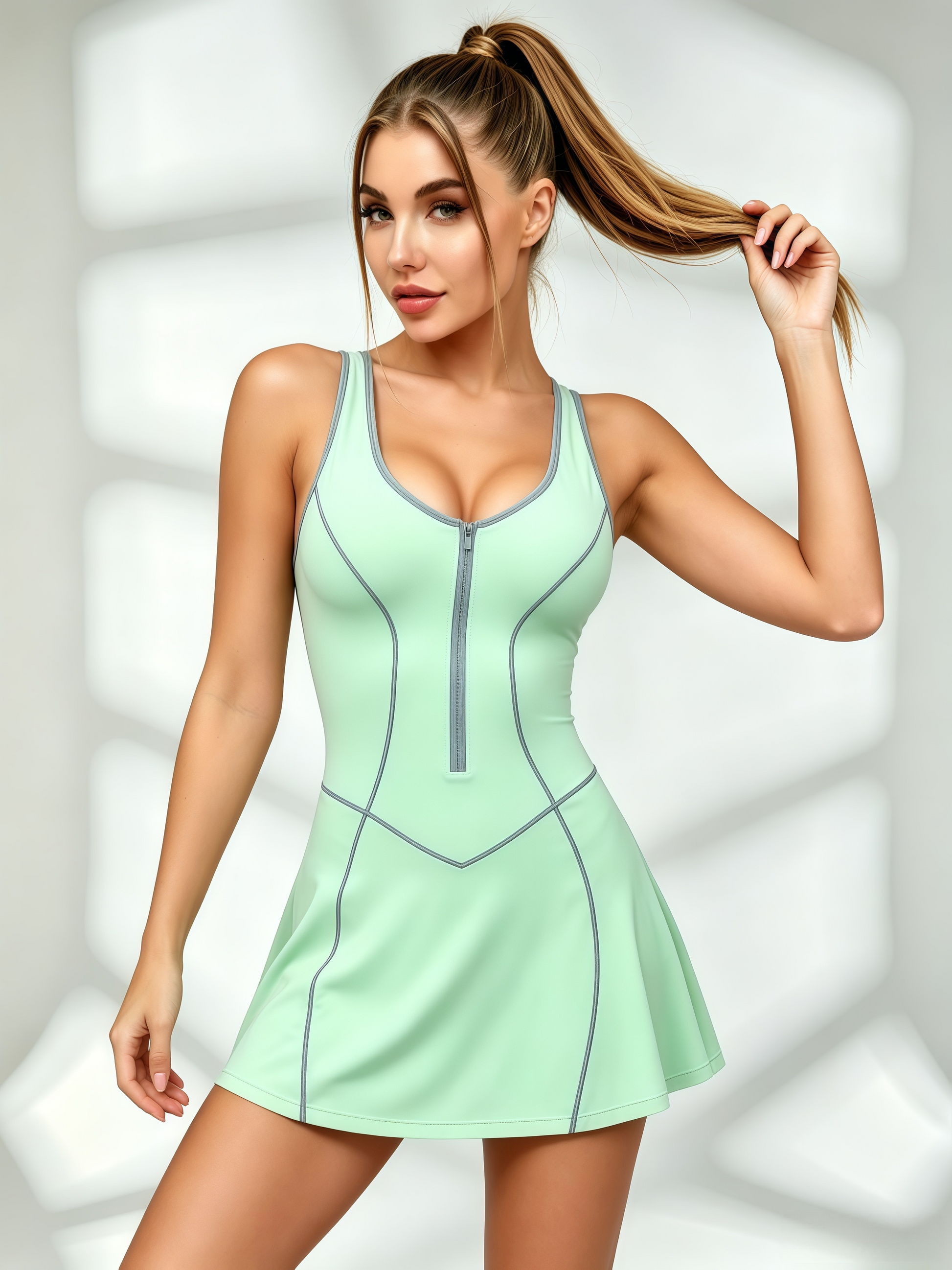 Zip Front Racerback Tennis Dress