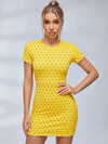 Polka Dot Cross Back Cutout Bodycon Dress