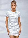 Polka Dot Cross Back Cutout Bodycon Dress