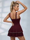 Contrast Piping Corset Layered Skater Mini Dress