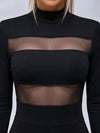 Mesh Cutout Long Sleeve Bodycon Mini Dress