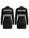 Mesh Cutout Long Sleeve Bodycon Mini Dress