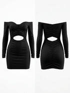 Off Shoulder Ruched Cutout Bodycon Mini Dress
