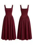 Square Neck Fit And Flare Midi Dress