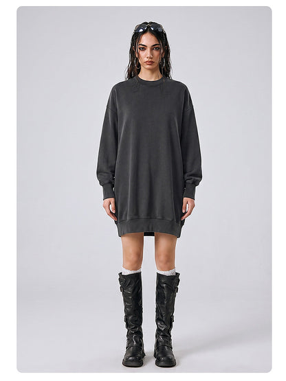 Women's Washed Oversized Crew Neck Sweatshirt Dress