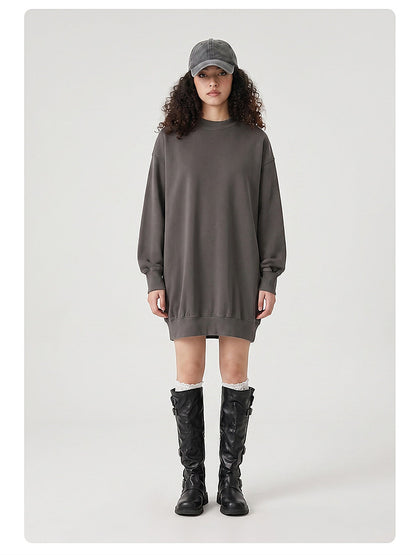 Women's Washed Oversized Crew Neck Sweatshirt Dress