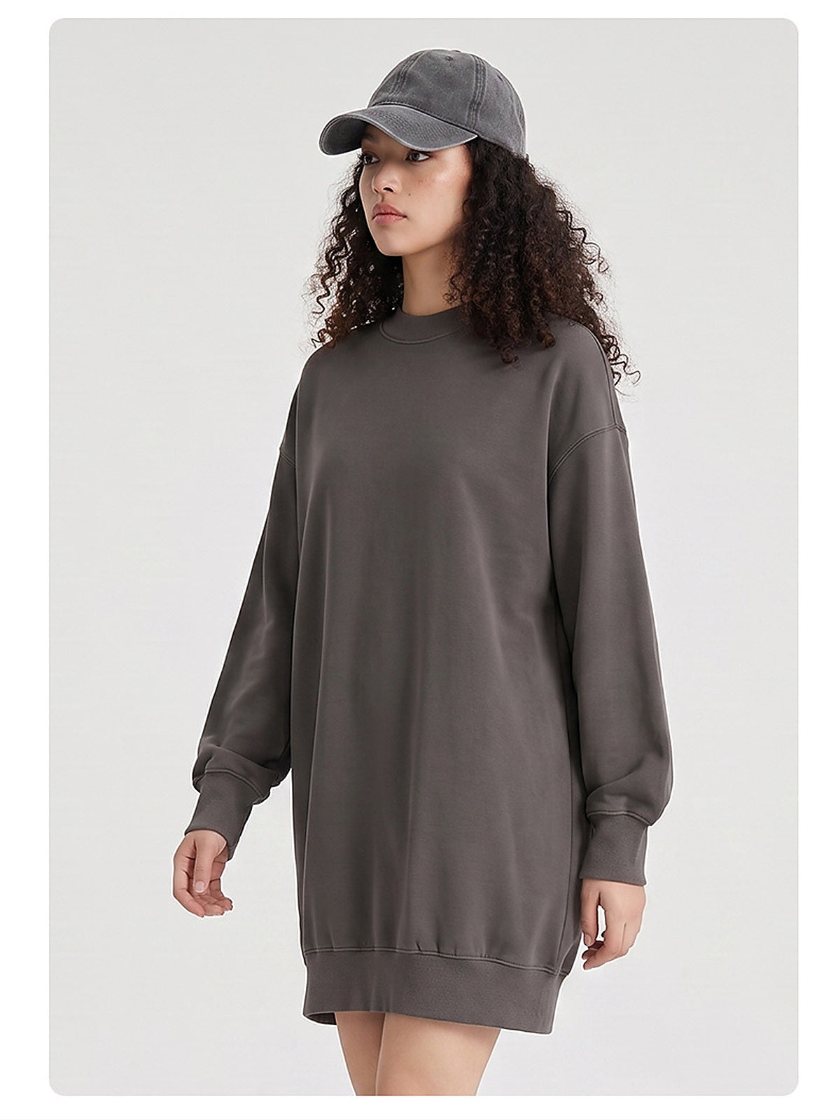 Women's Washed Oversized Crew Neck Sweatshirt Dress