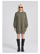 Women's Washed Oversized Crew Neck Sweatshirt Dress