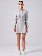 Women's Hooded Mini Dress with Corset-Style Side Lacing