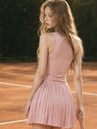 Women's Pleated Tennis Dress with Removable Long-Sleeve Shrug