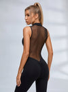 Sexy Sheer Mesh Back Deep V Back Scrunch Bum Zipper Jumpsuit