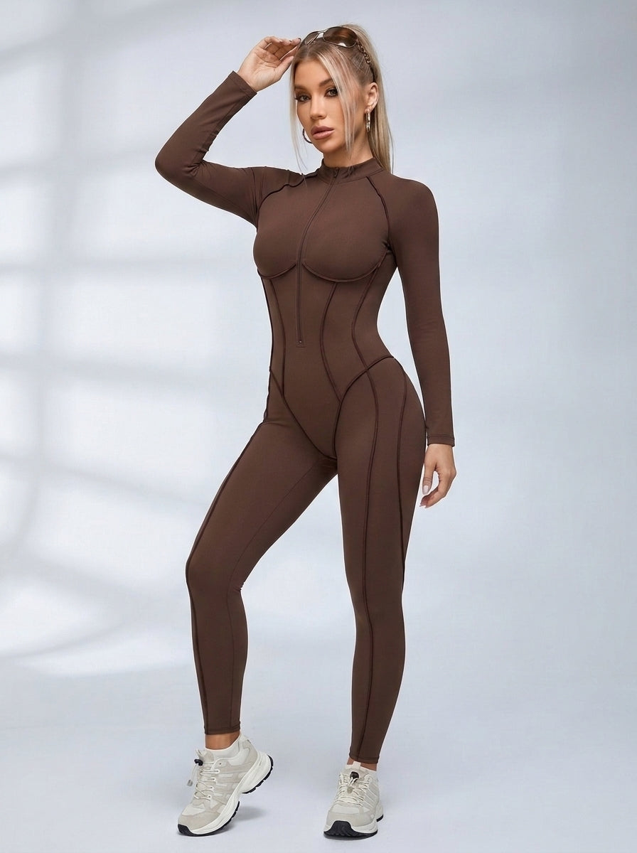 Sexy Zipper Stitch Performance Jumpsuit