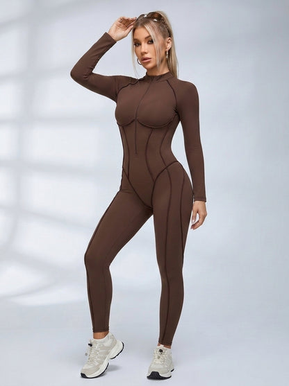 Sexy Zipper Stitch Performance Jumpsuit