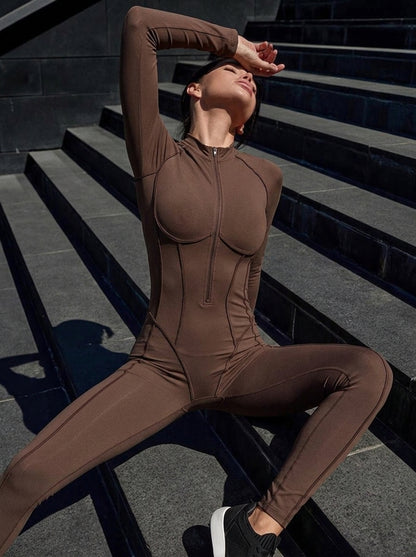 Sexy Zipper Stitch Performance Jumpsuit
