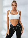 Color‑Block Racerback Sports Bra & Contour‑Stitch Biker Shorts Set