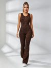 Leopard Print Half-Zip Jumpsuit