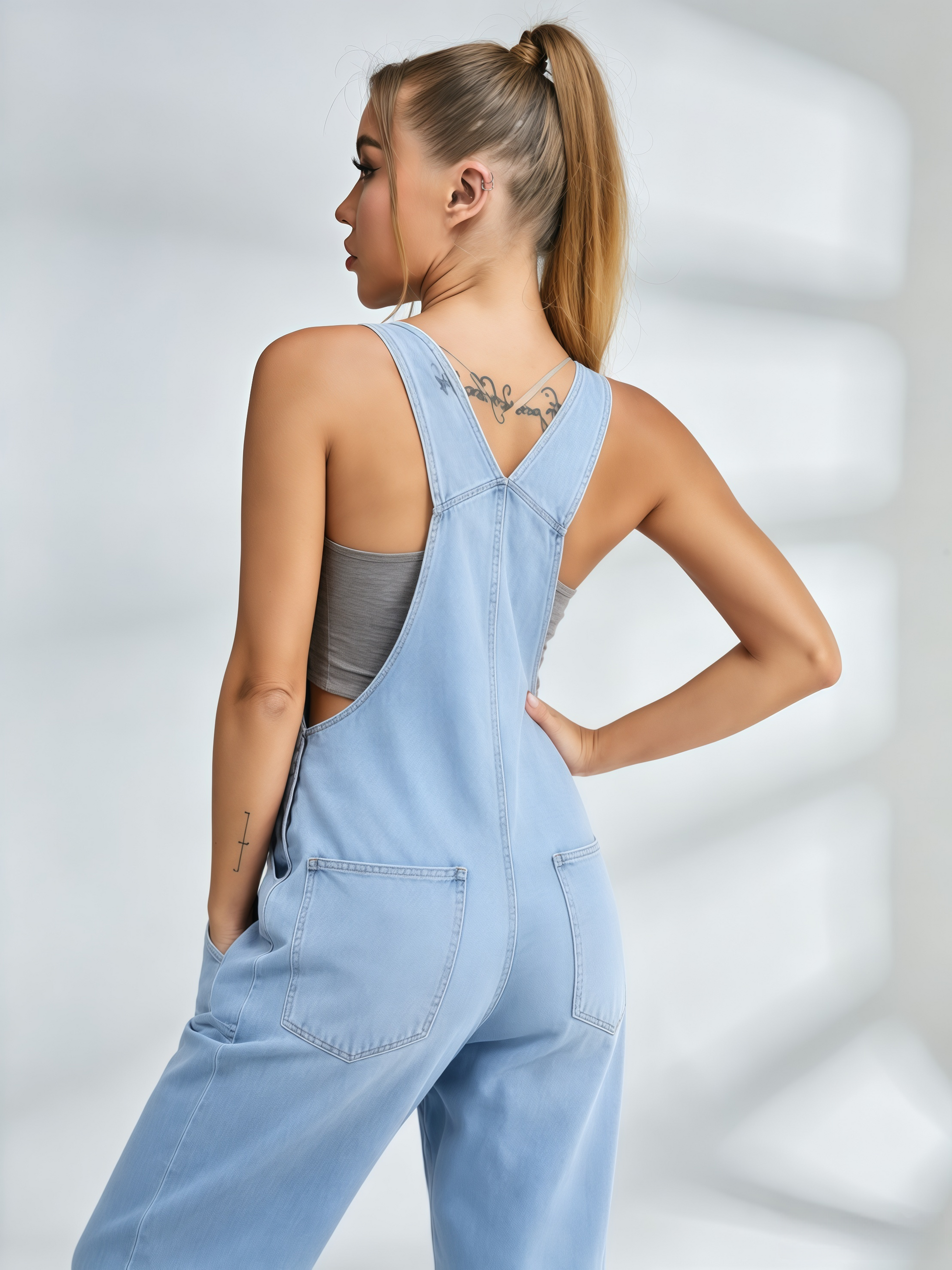 Light‑Wash Wide‑Leg Denim Overall – ZASUWA SPORTSWEAR