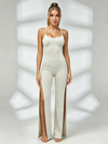 Crisscross-Back High-Slit Flared-Leg Jumpsuit