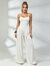 White Crisscross-Back Wide-Leg Jumpsuit