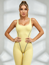 Ribbed Contour-Stitched Low-Back Jumpsuit