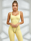 Ribbed Contour-Stitched Low-Back Jumpsuit
