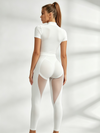 Half-Zip Cutout Top & Mesh-Panel Jumpsuit