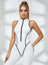 Half-Zip Contrast Jumpsuit