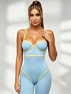 Piping V-Neck Active Jumpsuit