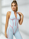 Adjustable Zip Pink Trim Sleeveless Jumpsuit