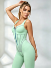 Corset Stitch Zip Front Jumpsuit