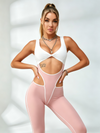 White Twist Top Pink Cutout Color Block Jumpsuit