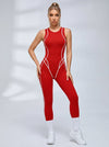 Contrast Piping Sleeveless Workout Jumpsuit