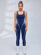 Contrast Piping Sleeveless Workout Jumpsuit
