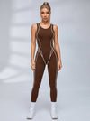 Contrast Piping Sleeveless Workout Jumpsuit