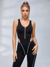 U-Back Hollow Out Waist Bodycon Fitness Jumpsuit