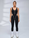 U-Back Hollow Out Waist Bodycon Fitness Jumpsuit