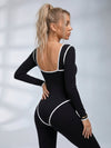 Sweetheart Neckline Long Sleeve Yoga Jumpsuit