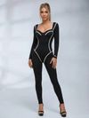 Sweetheart Neckline Long Sleeve Yoga Jumpsuit
