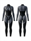 Color Block Half Zip Long Sleeve Fitness Jumpsuit