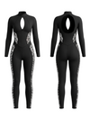 Lace Panel Zip‑Front Open Back Long Sleeve Jumpsuit