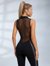 High Stretch See‑Through Back Flare Jumpsuit