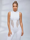 Stretchy See‑Through Side Panel Jumpsuit