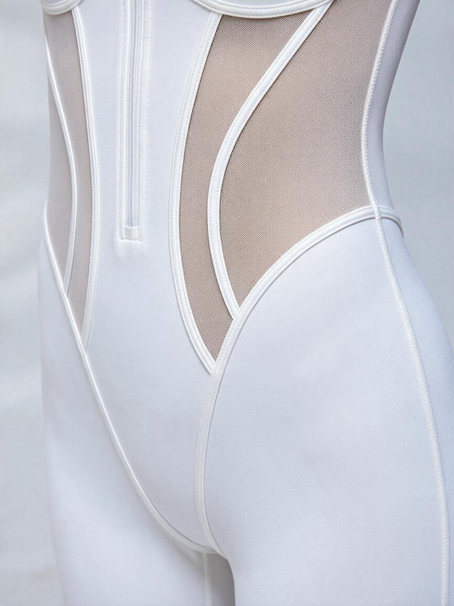 Stretchy See‑Through Side Panel Jumpsuit