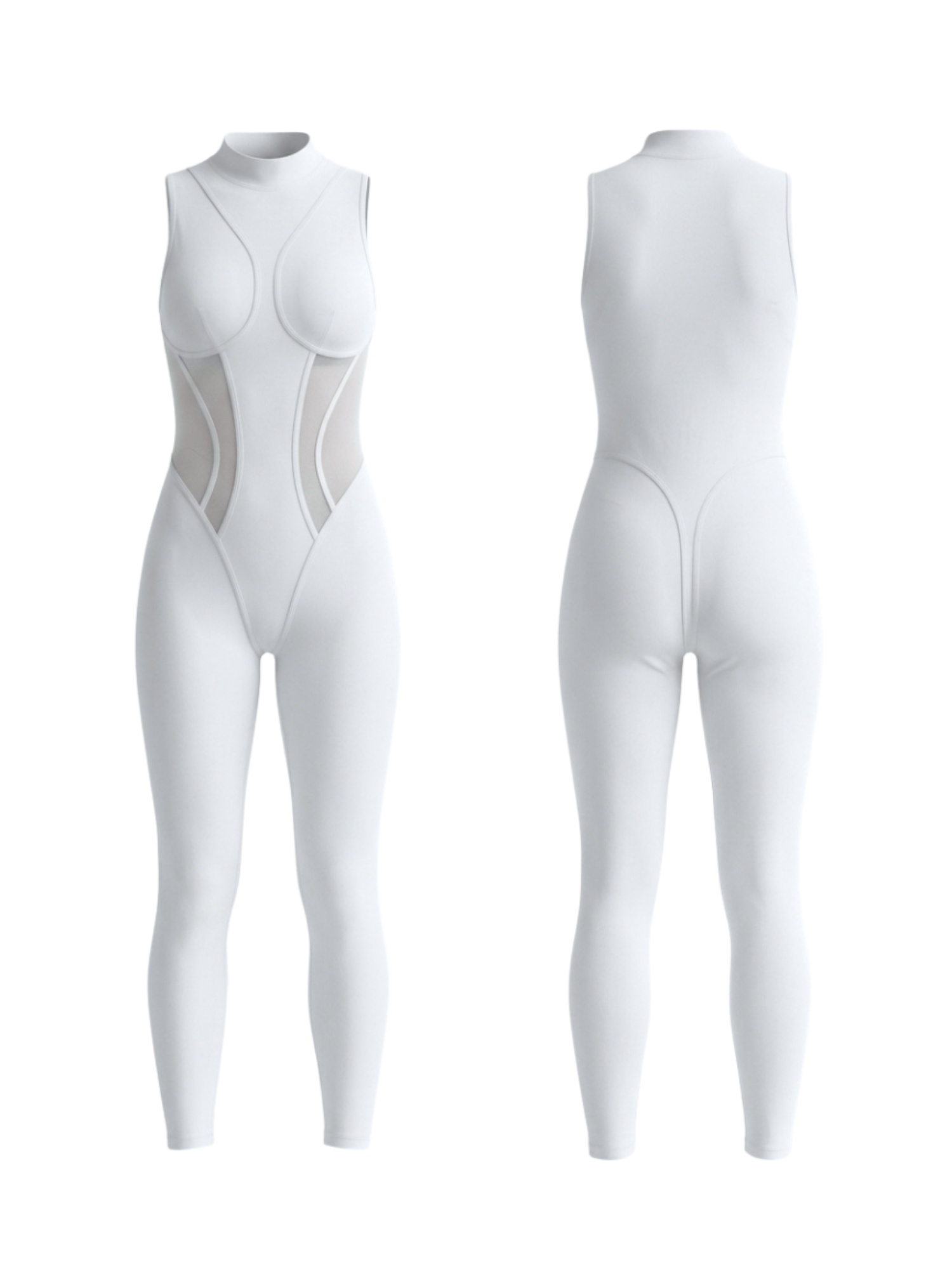 Stretchy See‑Through Side Panel Jumpsuit