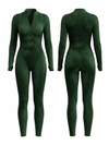 Half‑Zip Long Sleeve Printed Bodycon Jumpsuit