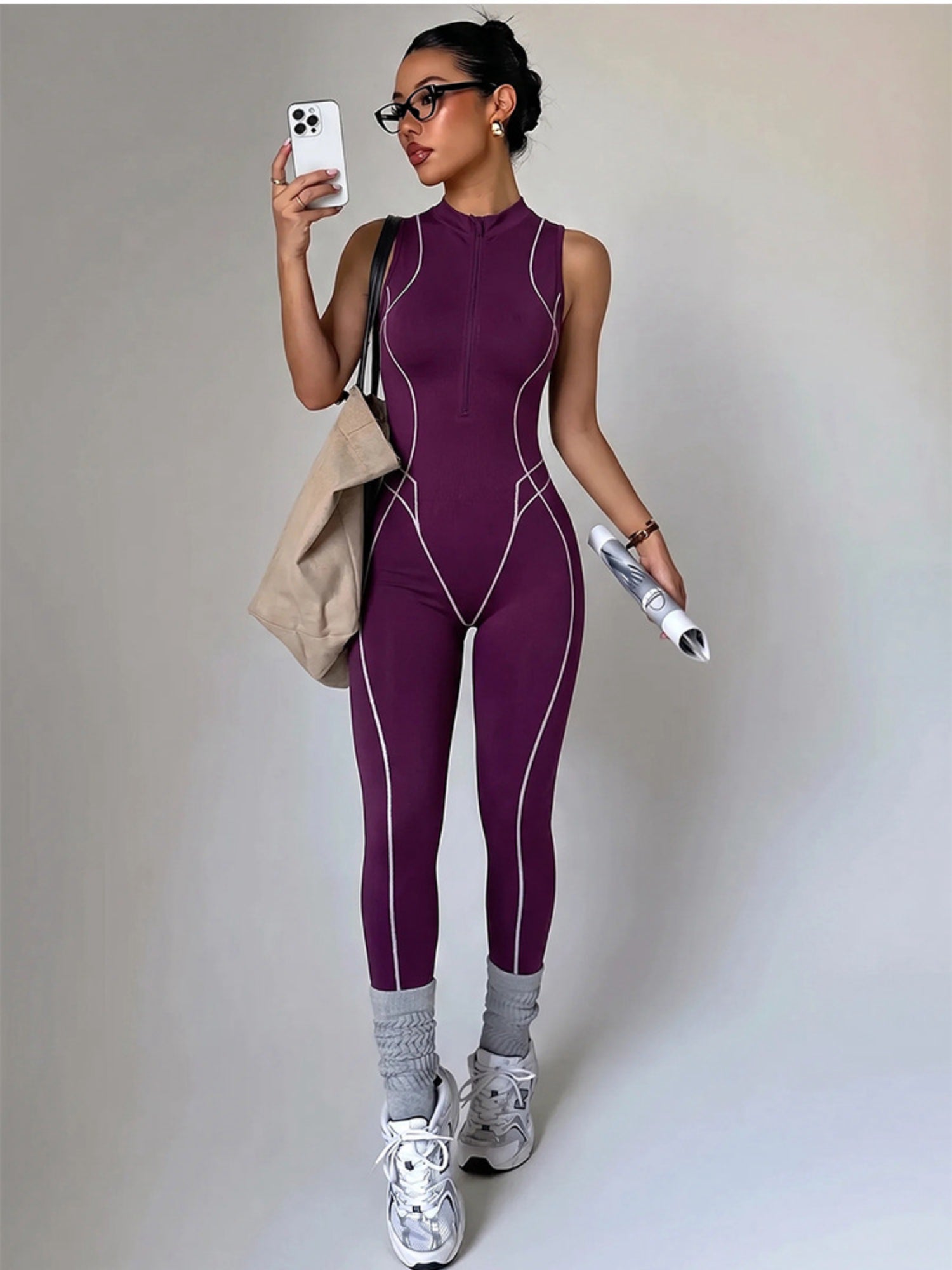 Stretch Fitted Cutout Back Gym Jumpsuit