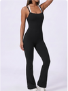 Color Block Double Strap Crisscross Back Flare Jumpsuit